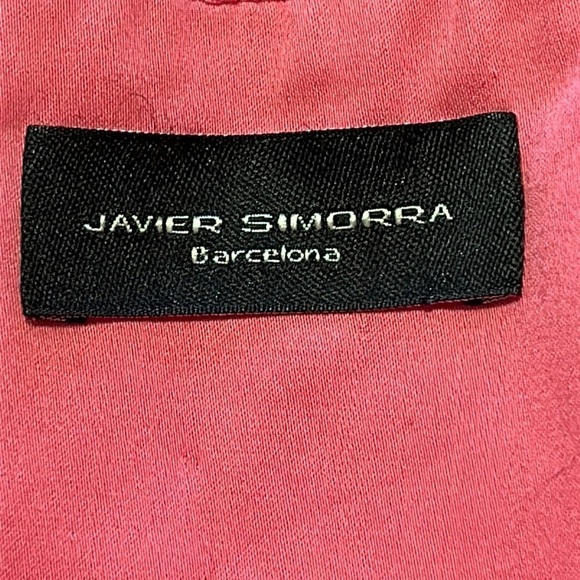 JAVIER Simorra Barcelona Hot Pink Barbie Shoulder Tie Dress Stretch Cotton Sz 4 - Picture 5 of 12